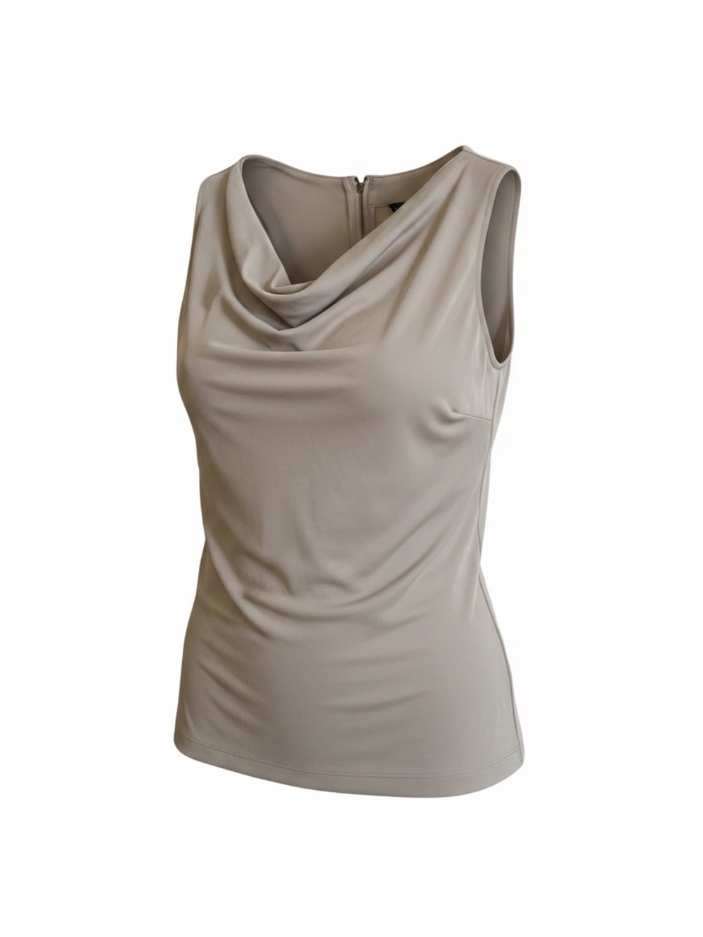 Ann Taylor Draped Cowl Neck Sleeveless Shell in Light Taupe